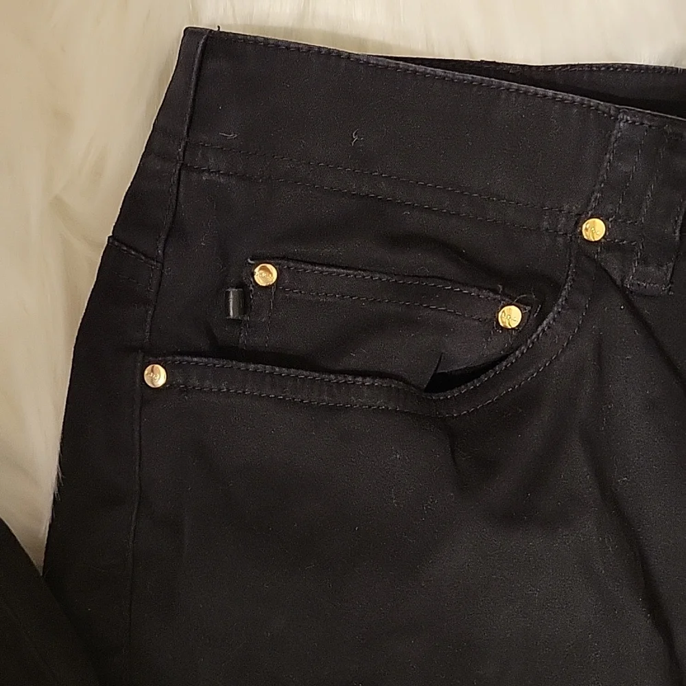 Lauren Ralph Lauren Jeans black velvety stretch straight leg classic sz 14 EUC…